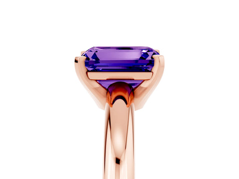 Rose gold Emerald Cut Tanzanite Solitaire Engagement Ring with Round Band and Four-Prong Setting_5