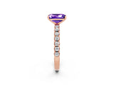 Rose gold Emerald Cut Tanzanite Solitaire Pavé Band with Four-Prong Setting_2