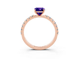 Rose gold Emerald Cut Tanzanite Solitaire Pavé Band with Four-Prong Setting_3