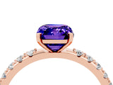 Rose gold Emerald Cut Tanzanite Solitaire Pavé Band with Four-Prong Setting_4