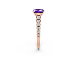 Rose gold Emerald Cut Tanzanite Solitaire Ring with Cathedral Setting and Pavé Band_2