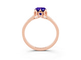 Rose gold Emerald Cut Tanzanite Solitaire Ring with Flower Prong Setting and Classic Band_15