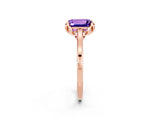 Rose gold Emerald Cut Tanzanite Solitaire Ring with Flower Prong Setting and Classic Band_38
