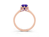 Rose gold Emerald Cut Tanzanite Solitaire Ring with Flower Prong Setting and Classic Band_39