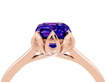 Rose gold Emerald Cut Tanzanite Solitaire Ring with Flower Prong Setting and Classic Band_40