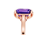 Rose gold Emerald Cut Tanzanite Solitaire Ring with Flower Prong Setting and Classic Band_41