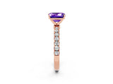 Rose gold Emerald Cut Tanzanite Solitaire Ring with Pavé Accents and Four-Prong Setting_2