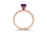 Rose gold Emerald Cut Tanzanite Solitaire Ring with Pavé Accents and Four-Prong Setting_3
