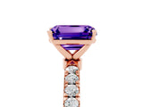 Rose gold Emerald Cut Tanzanite Solitaire Ring with Pavé Accents and Four-Prong Setting_5