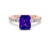 Rose gold Emerald Cut Tanzanite Solitaire Ring with Pavé Band and Four-Prong Setting_24