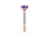 Rose gold Emerald Cut Tanzanite Solitaire Ring with Pavé Band and Four-Prong Setting_26