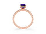 Rose gold Emerald Cut Tanzanite Solitaire Ring with Pavé Band and Four-Prong Setting_27