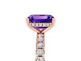 Rose gold Emerald Cut Tanzanite Solitaire Ring with Pavé Band and Four-Prong Setting_29