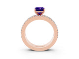 Rose gold Emerald Cut Tanzanite Solitaire Ring with Pavé and Channel Set Band_3