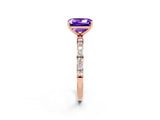 Rose gold Emerald Cut Tanzanite Solitaire Ring with Pave Band and Four Prong Setting_14