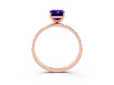 Rose gold Emerald Cut Tanzanite Solitaire Ring with Pave Band and Four Prong Setting_15