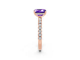 Rose gold Emerald Cut Tanzanite Solitaire Ring with Round  Pavé Band and Four-Prong Setting_46