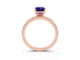 Rose gold Emerald Cut Tanzanite Solitaire Ring with Round  Pavé Band and Four-Prong Setting_47