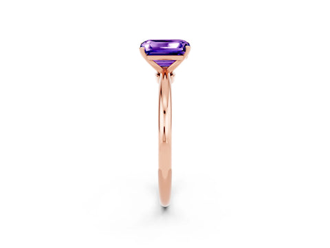 Rose gold Emerald Cut Tanzanite Solitaire Ring with Six-Prong Setting and Classic Band_2
