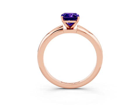 Rose gold Emerald Cut Tanzanite Solitaire Ring with Six-Prong Setting and Classic Band_3