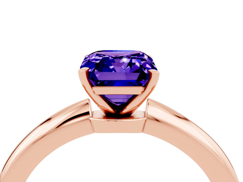 Rose gold Emerald Cut Tanzanite Solitaire Ring with Six-Prong Setting and Classic Band_4