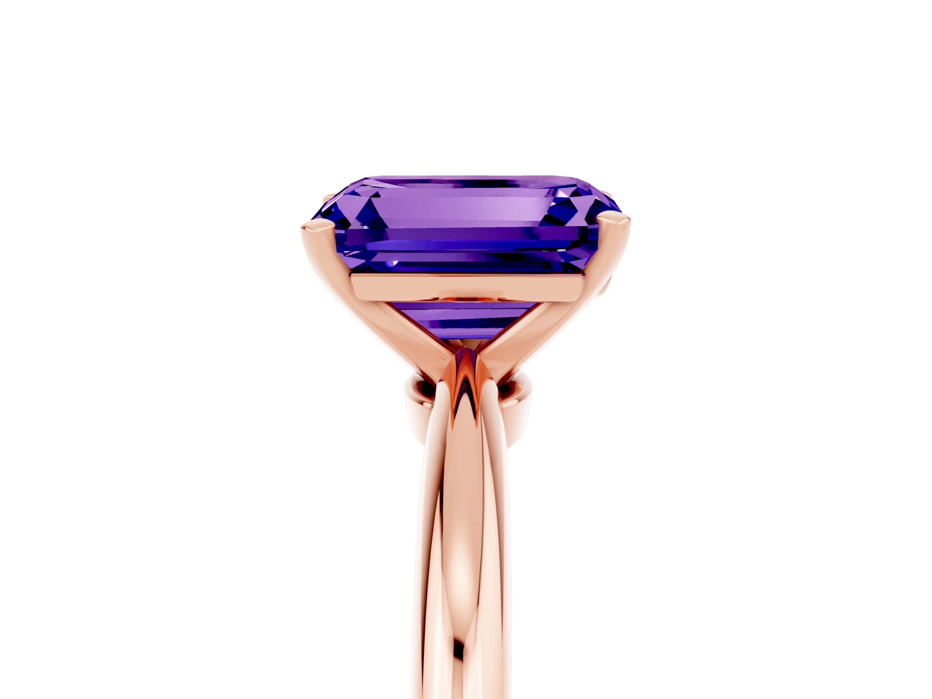 Rose gold Emerald Cut Tanzanite Solitaire Ring with Six-Prong Setting and Classic Band_5