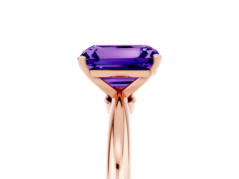 Rose gold Emerald Cut Tanzanite Solitaire Ring with Six-Prong Setting and Classic Band_5