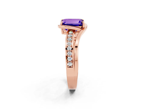 Rose gold Emerald Cut Tanzanite Solitaire Ring with Split Shank and Prong Setting_2
