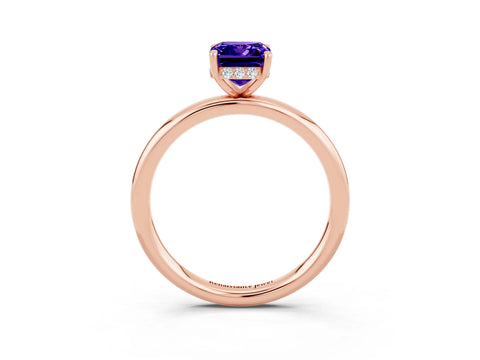 Rose gold Emerald Cut Tanzanite Solitaire Ring with Thin Band and Four-Prong Setting_15