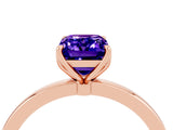 Rose gold Emerald Cut Tanzanite Solitaire Ring with Thin Band and Prong Setting_16