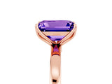 Rose gold Emerald Cut Tanzanite Solitaire Ring with Thin Band and Prong Setting_17