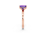 Rose gold Emerald Cut Tanzanite Solitaire Ring with Thin Band and Prong Setting_26