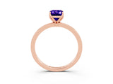 Rose gold Emerald Cut Tanzanite Solitaire Ring with Thin Band and Prong Setting_27