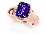 Rose gold Emerald Cut Tanzanite Solitaire Ring with Wide Band and Prong Setting_1