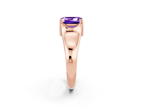 Rose gold Emerald Cut Tanzanite Solitaire Ring with Wide Band and Prong Setting_2