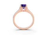 Rose gold Emerald Cut Tanzanite Solitaire Ring with Wide Band and Prong Setting_3