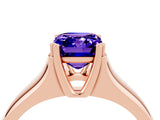 Rose gold Emerald Cut Tanzanite Solitaire Ring with Wide Band and Prong Setting_4