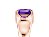 Rose gold Emerald Cut Tanzanite Solitaire Ring with Wide Band and Prong Setting_5