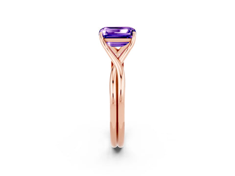 Rose gold Emerald Cut Tanzanite Solitaire Twist Band Prong Setting Ring_50