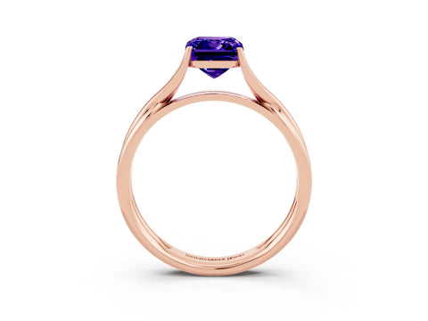 Rose gold Emerald Cut Tanzanite Solitaire Twist Band Prong Setting Ring_51
