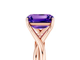 Rose gold Emerald Cut Tanzanite Solitaire Twist Band Prong Setting Ring_53