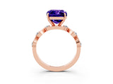 Rose gold Emerald Cut Tanzanite Solitaire Twisted Band with Round  Accents and Prong Setting_15