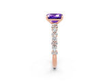 Rose gold Emerald Cut Tanzanite Solitaire with Side Stones, Pave Band, Four-Prong Setting_50