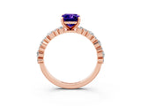 Rose gold Emerald Cut Tanzanite Solitaire with Side Stones, Pave Band, Four-Prong Setting_51
