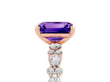 Rose gold Emerald Cut Tanzanite Solitaire with Side Stones, Pave Band, Four-Prong Setting_53