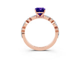 Rose gold Emerald Cut Tanzanite Solitaire with Side Stones on a Pavé Band and Four-Prong Setting_3
