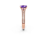 Rose gold Emerald Cut Tanzanite Split Shank Engagement Ring with Pavé Band_2