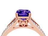 Rose gold Emerald Cut Tanzanite Split Shank Engagement Ring with Pavé Band_4