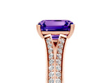 Rose gold Emerald Cut Tanzanite Split Shank Engagement Ring with Pavé Band_5