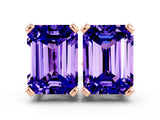Rose gold Emerald Cut Tanzanite Stud Earrings_12
